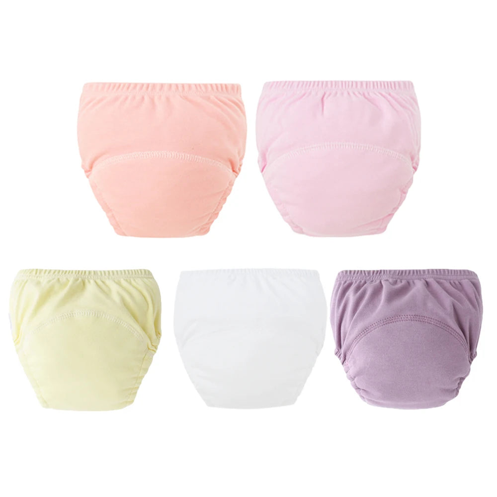 5pcs Baby Cotton Training Panties Waterproof Reusable Cloth Diapers Potty Training Underwear Nappies for Toddlers