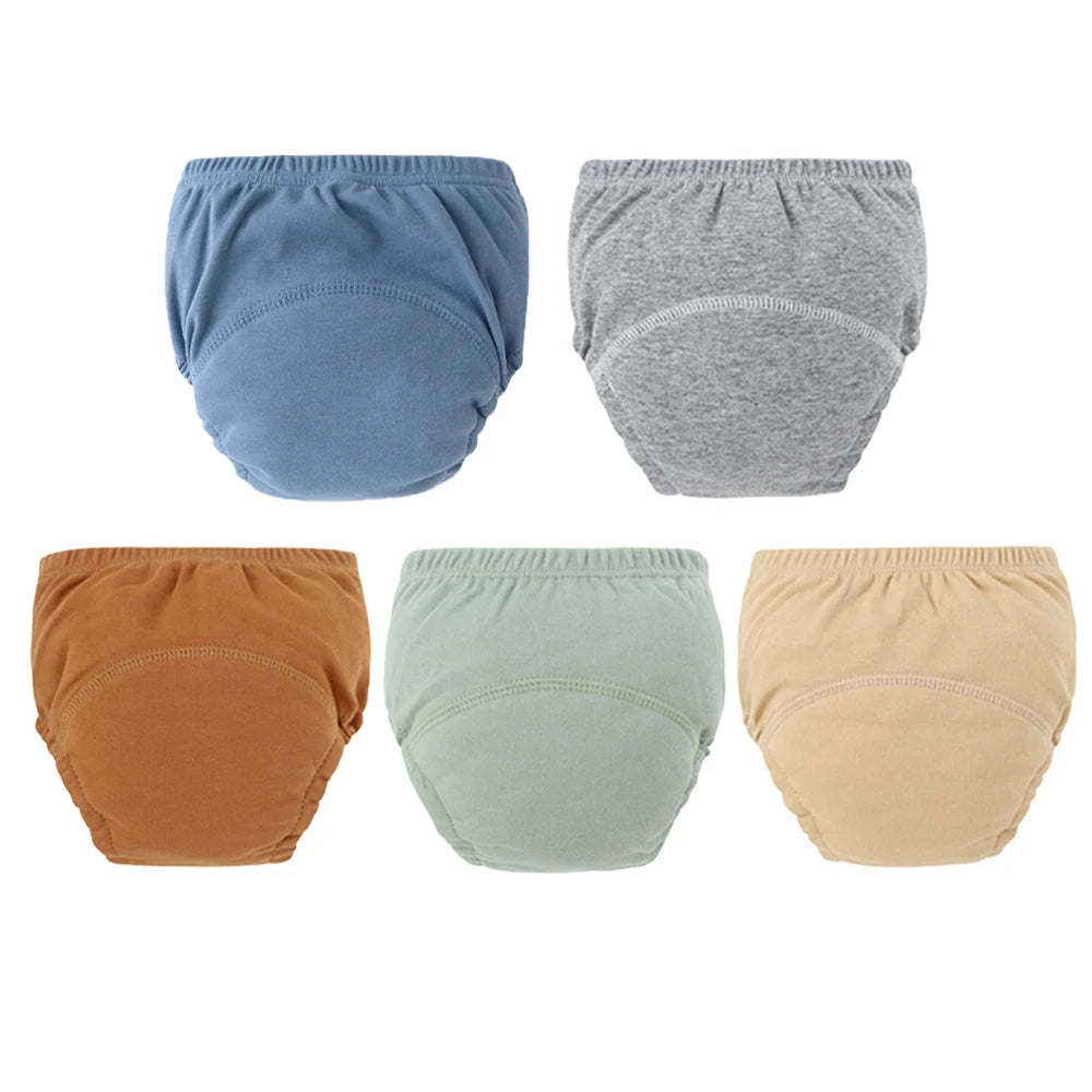 5pcs Baby Cotton Training Panties Waterproof Reusable Cloth Diapers Potty Training Underwear Nappies for Toddlers