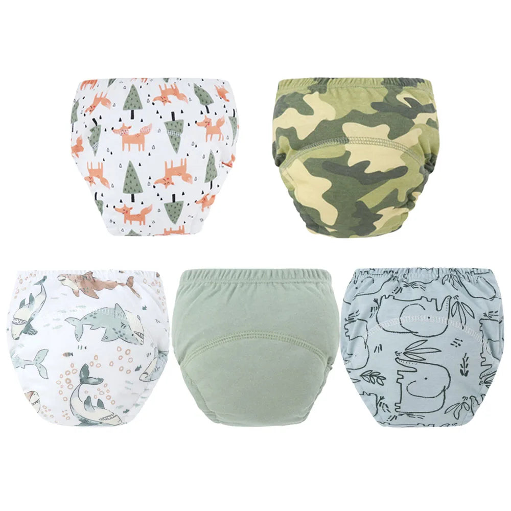 5pcs Baby Cotton Training Panties Waterproof Reusable Cloth Diapers Potty Training Underwear Nappies for Toddlers