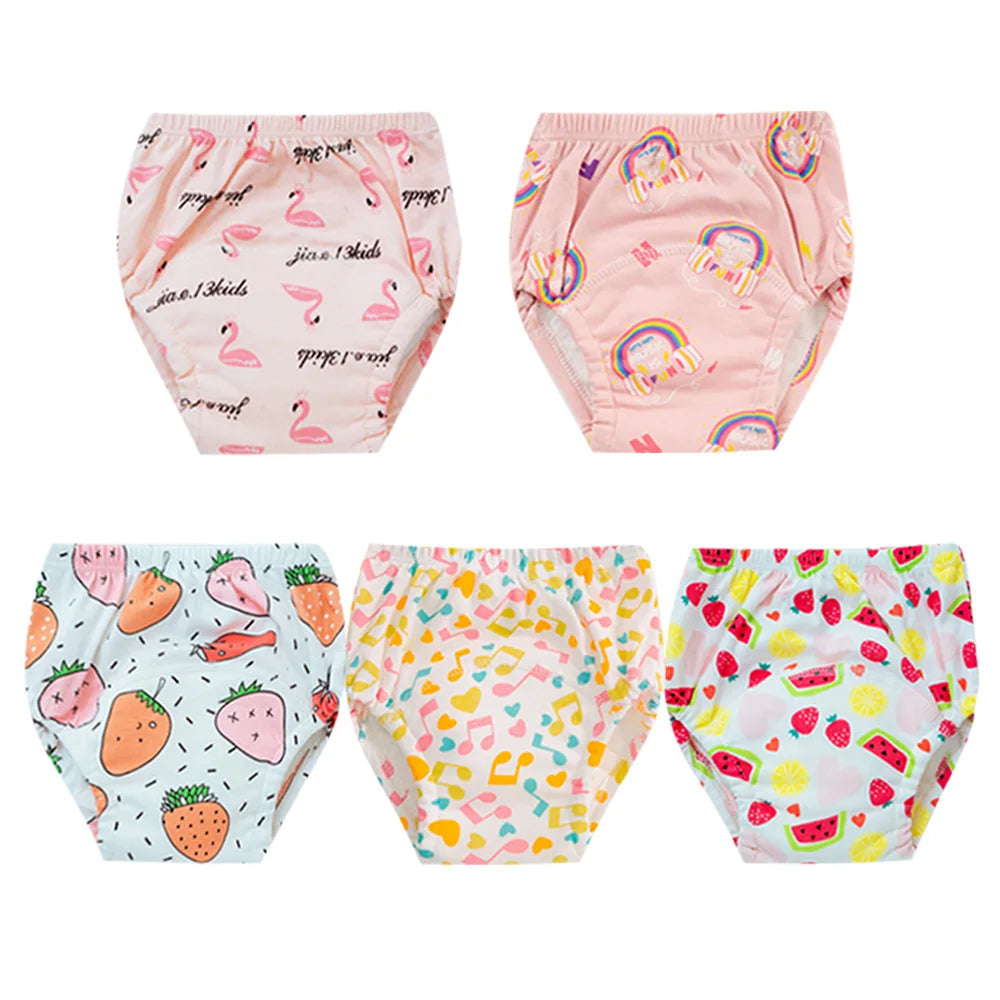5pcs Baby Cotton Training Panties Waterproof Reusable Cloth Diapers Potty Training Underwear Nappies for Toddlers