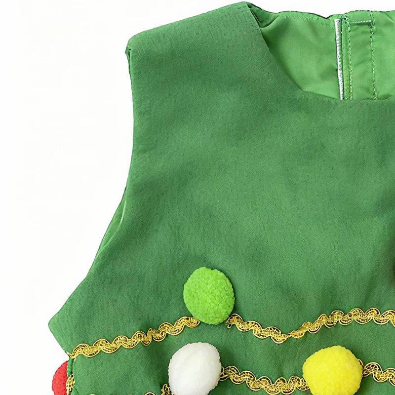 2025 New Year Kids Santa Claus Costume Girls' Christmas Dress Set Children's Cosplay Dress Carnival Party Clothes Xmas Gift