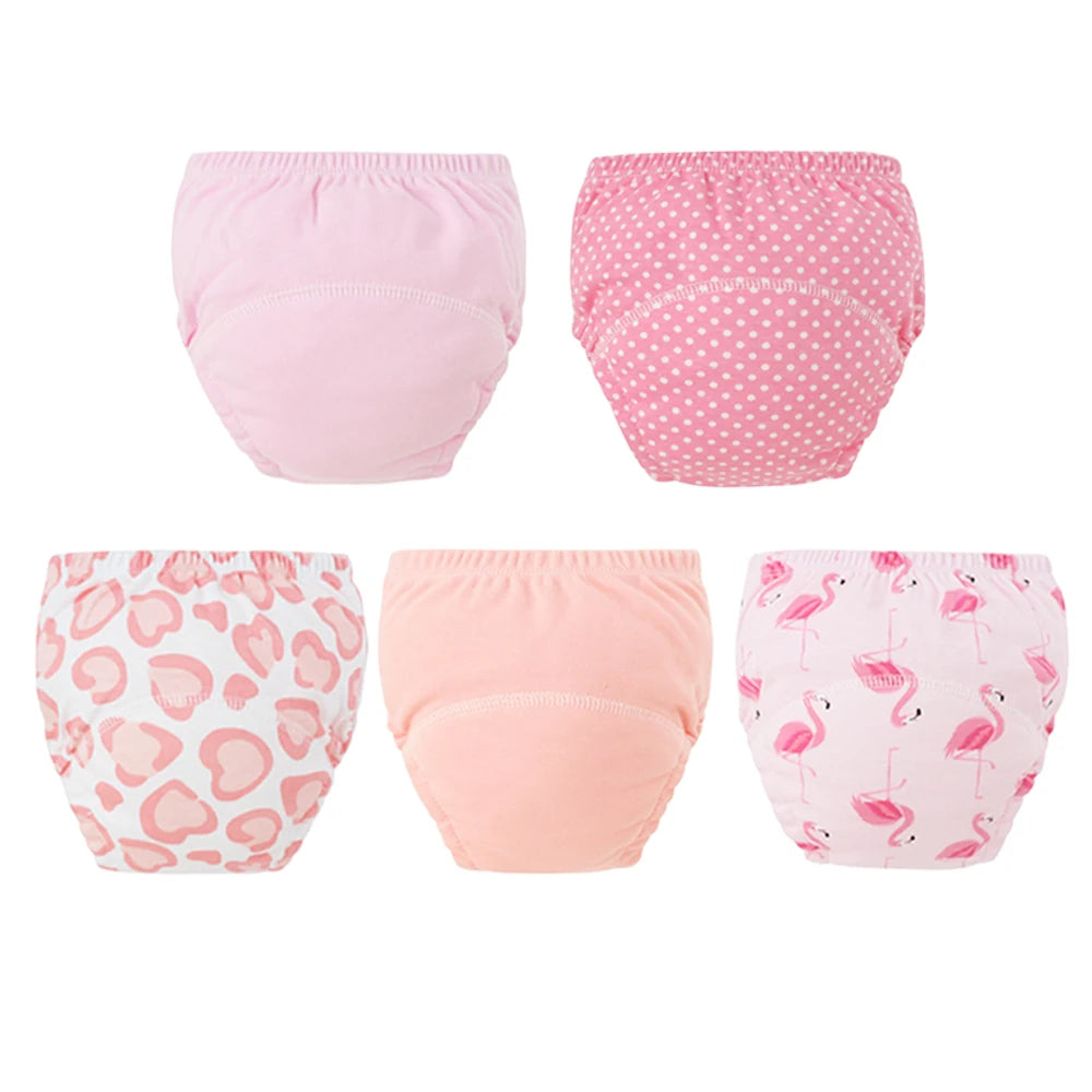 5pcs Baby Cotton Training Panties Waterproof Reusable Cloth Diapers Potty Training Underwear Nappies for Toddlers