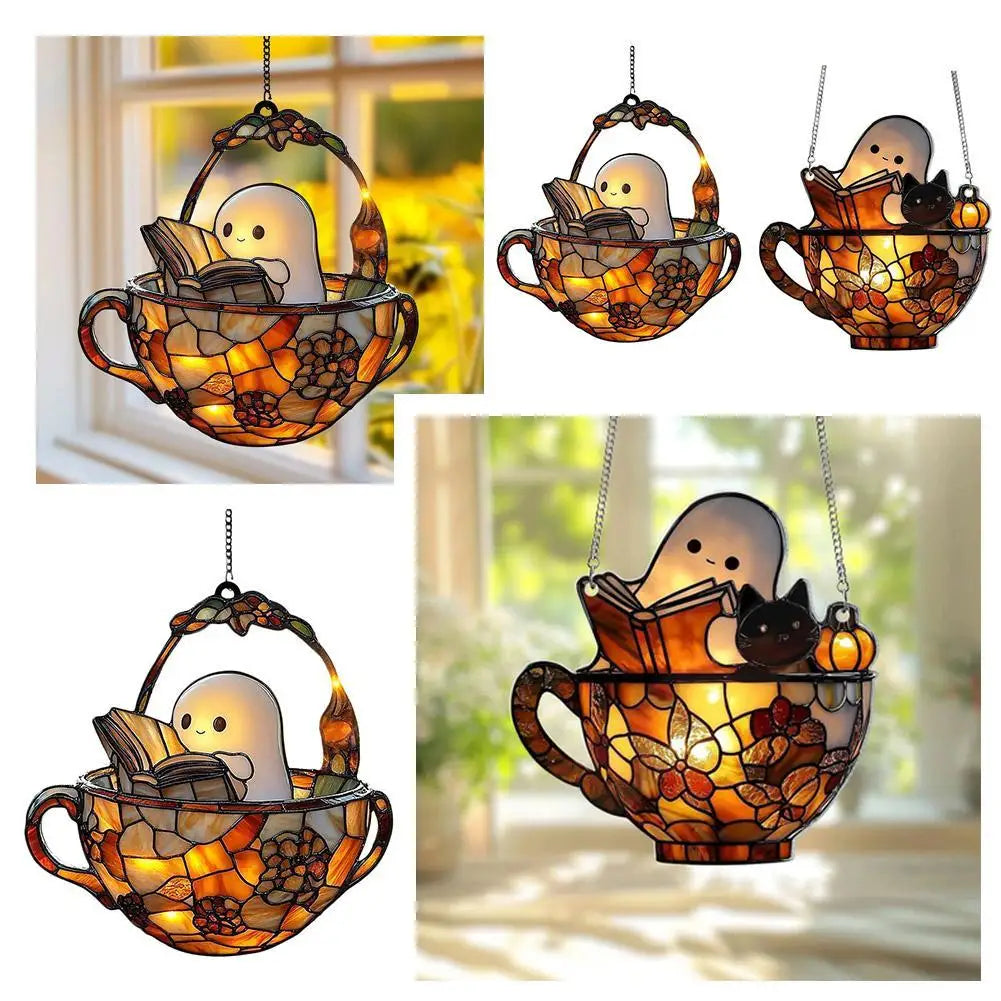 Cute Halloween Ghost Ornaments – Spooky 2D Acrylic Bath & Home Decor Hanging Set