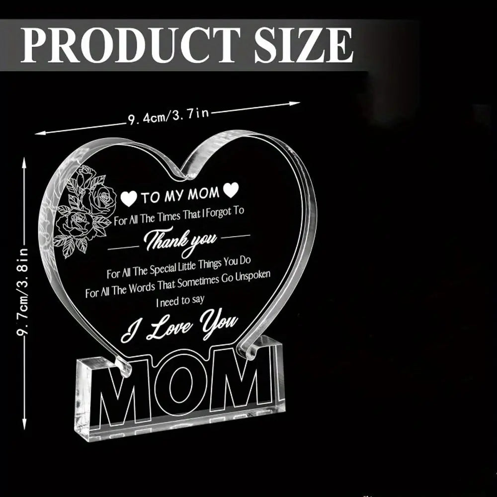 Heart Acrylic Mom Gift from Daughter & Son Ideal for Birthday, Thanksgiving, Christmas, Valentine's Day & Mother's Day