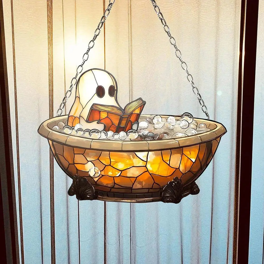 Cute Halloween Ghost Ornaments – Spooky 2D Acrylic Bath & Home Decor Hanging Set