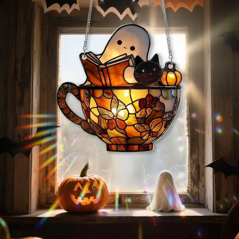 Cute Halloween Ghost Ornaments – Spooky 2D Acrylic Bath & Home Decor Hanging Set