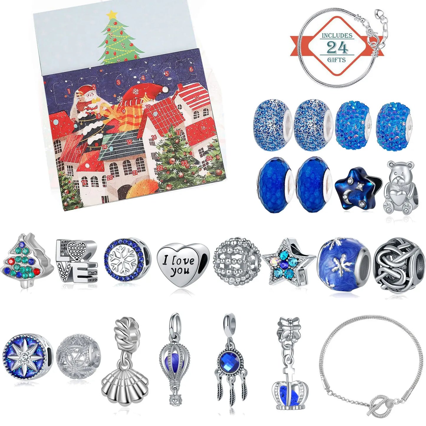 Christmas Advent Calendar Jewelry Gift Set for Girls – 24 Days of Rings, Necklaces & Earrings