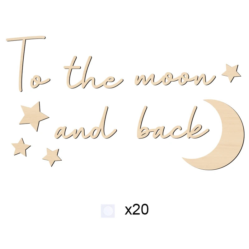 Boho Style Wooden Wall Stickers Wall Decor "To The Moon and Back" With Moon and Stars Signs for Thanksgiving Room Wall Decor
