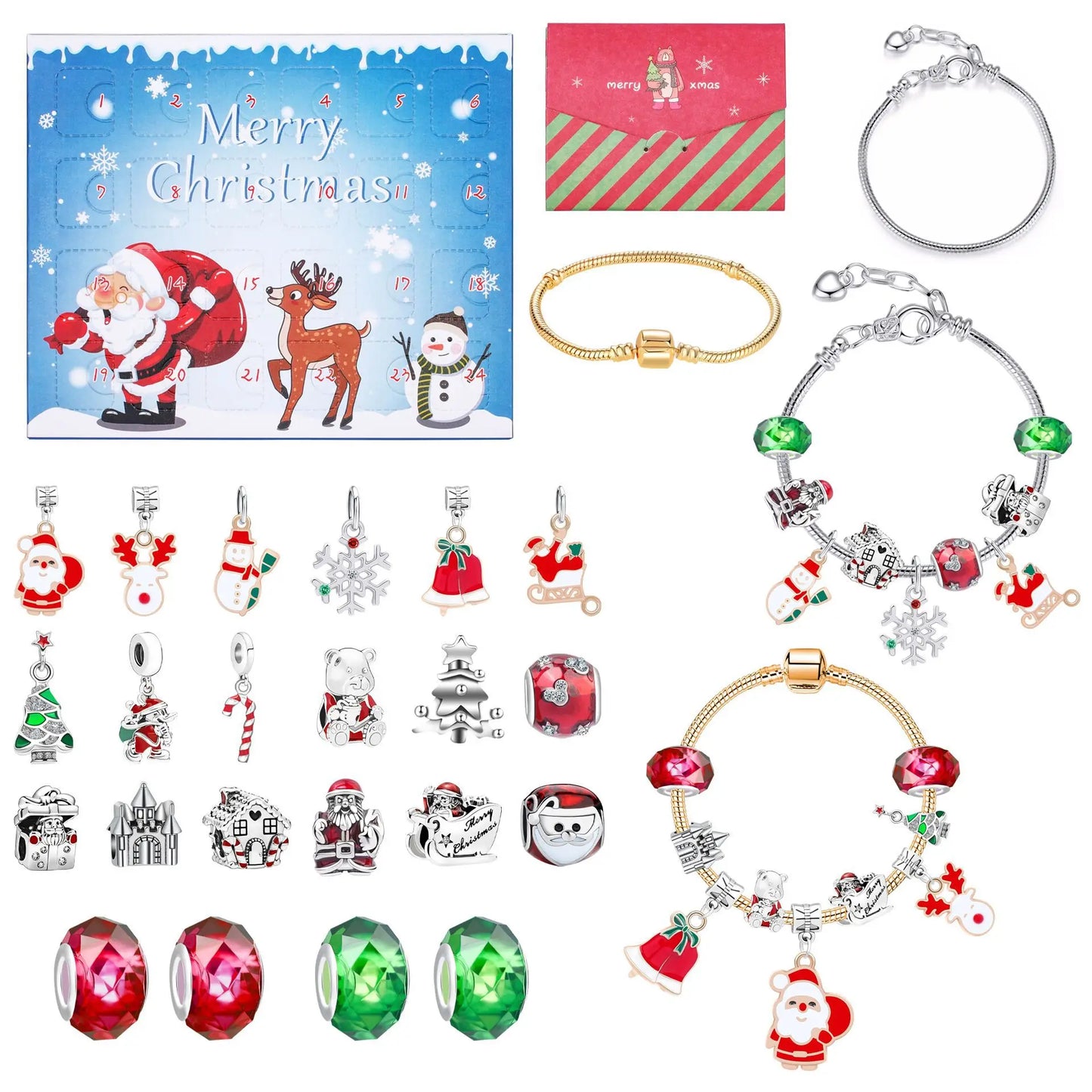 Christmas Advent Calendar Jewelry Gift Set for Girls – 24 Days of Rings, Necklaces & Earrings