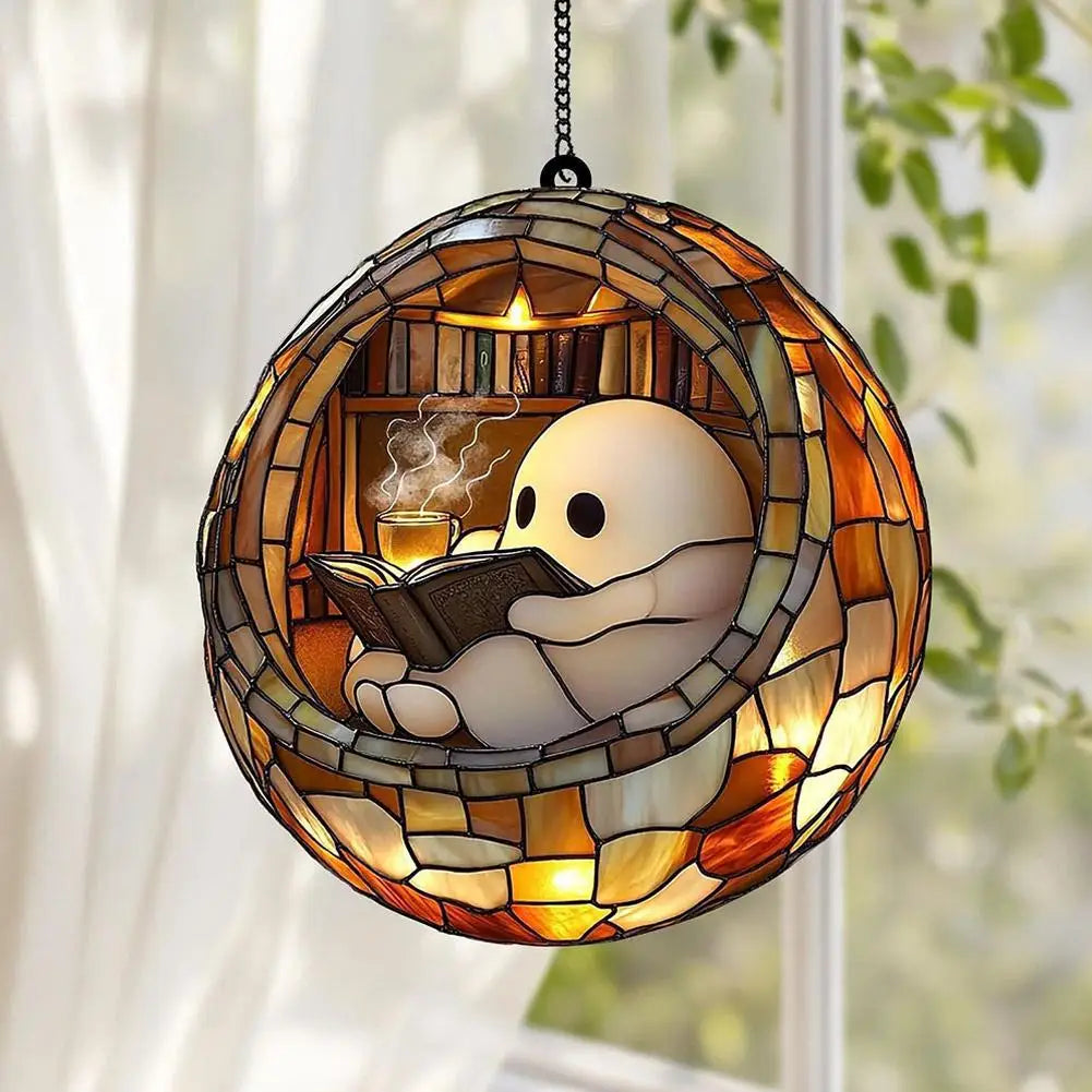 Cute Halloween Ghost Ornaments – Spooky 2D Acrylic Bath & Home Decor Hanging Set
