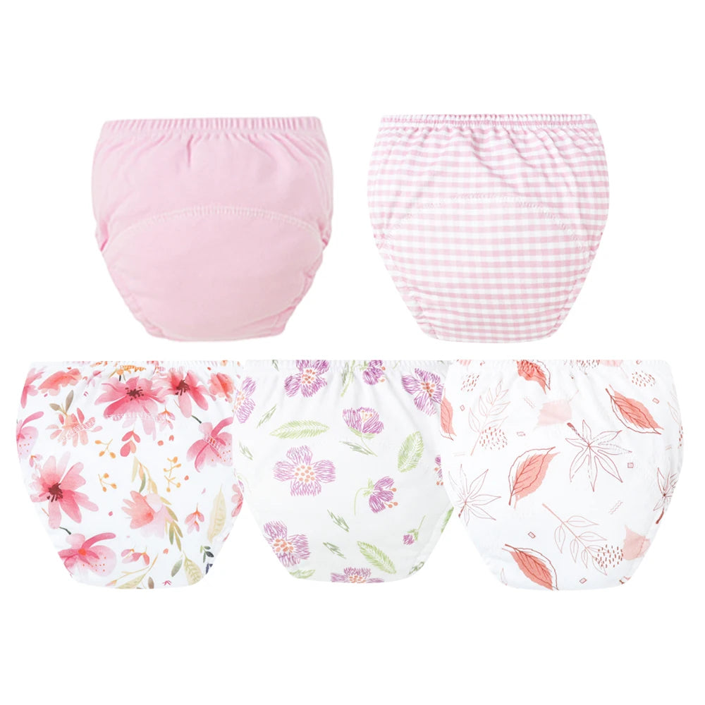 5pcs Baby Cotton Training Panties Waterproof Reusable Cloth Diapers Potty Training Underwear Nappies for Toddlers