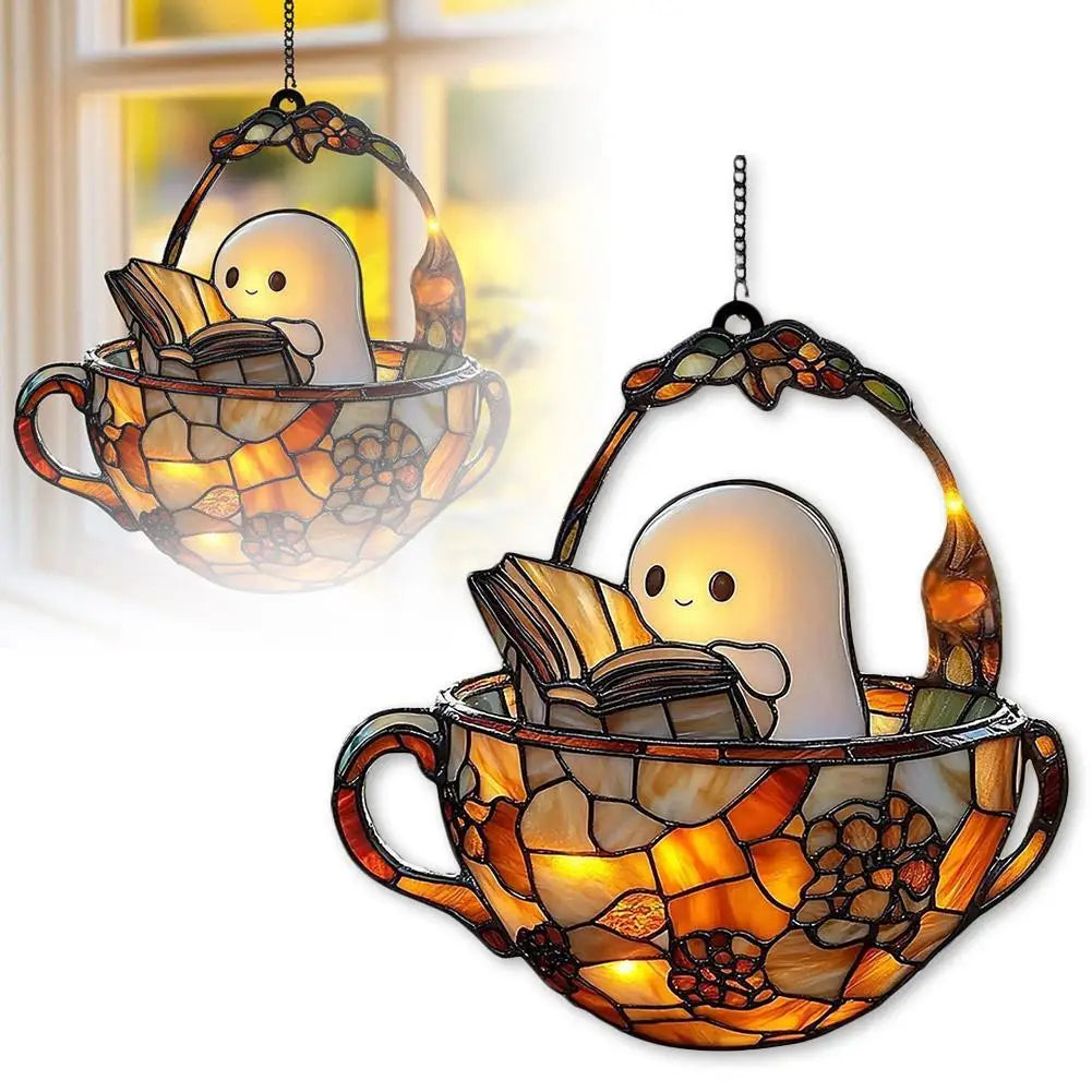 Cute Halloween Ghost Ornaments – Spooky 2D Acrylic Bath & Home Decor Hanging Set