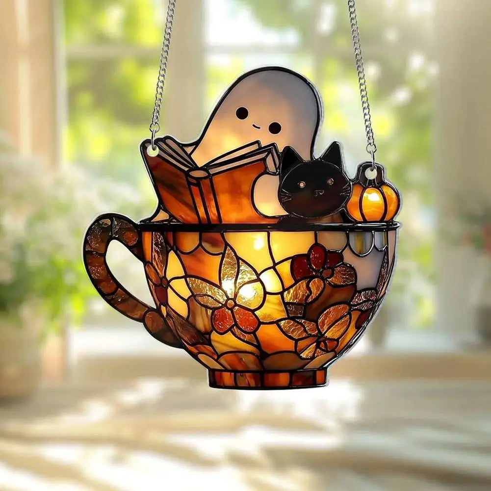 Cute Halloween Ghost Ornaments – Spooky 2D Acrylic Bath & Home Decor Hanging Set