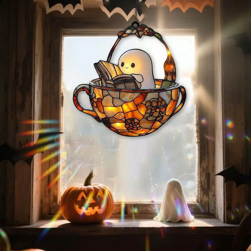 Cute Halloween Ghost Ornaments – Spooky 2D Acrylic Bath & Home Decor Hanging Set