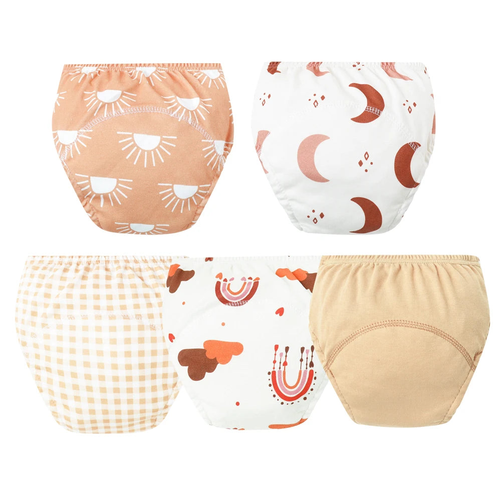 5pcs Baby Cotton Training Panties Waterproof Reusable Cloth Diapers Potty Training Underwear Nappies for Toddlers