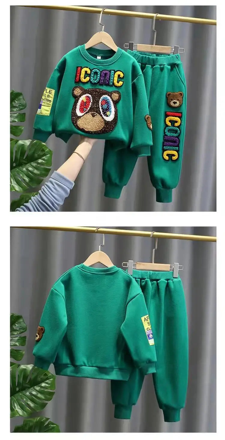 Children Clothes Set  Spring and Autumn New Kids Boy  Baby Cartoon  Sweater Pants 2pcs Boys And Girls Sports Clothing Suit