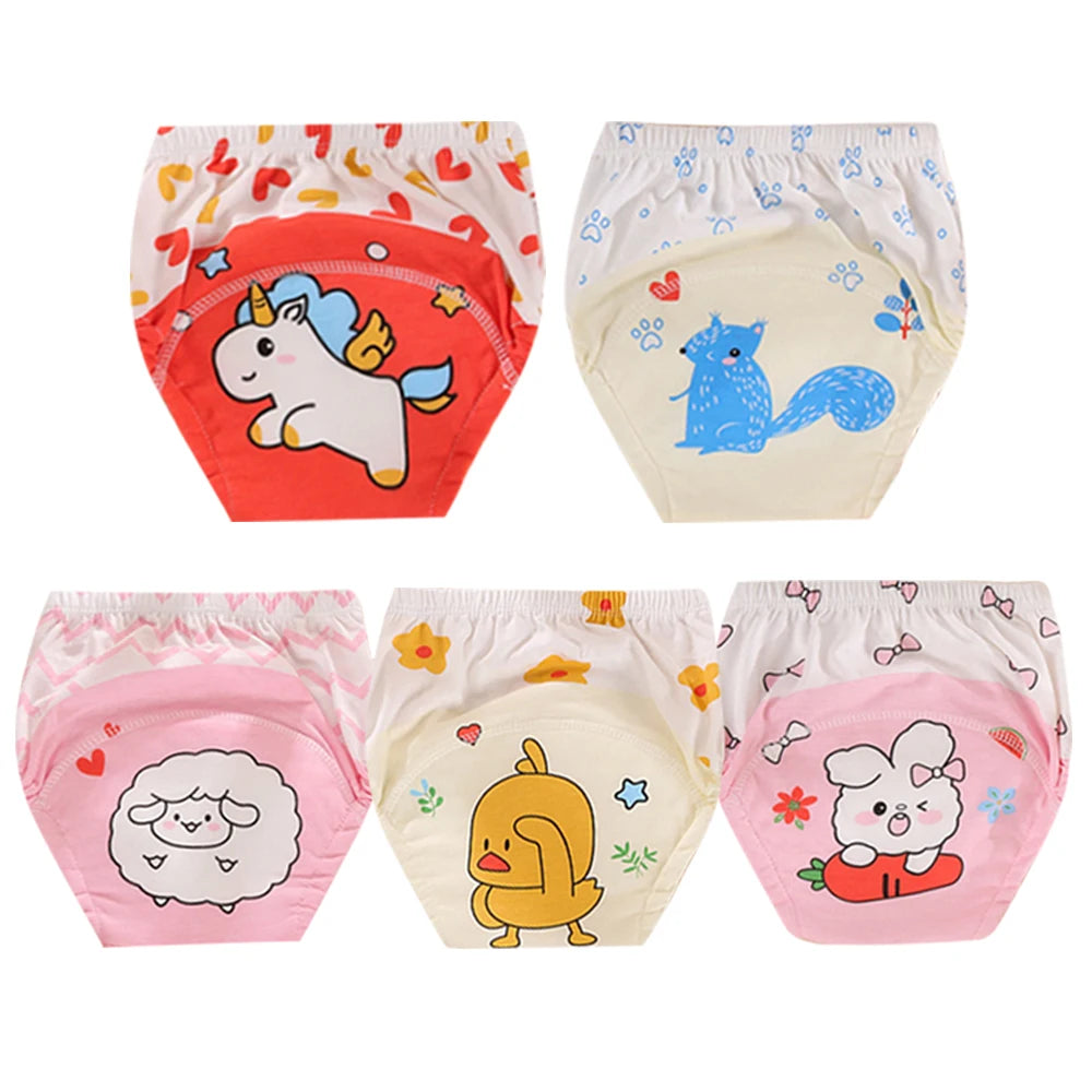 5pcs Baby Cotton Training Panties Waterproof Reusable Cloth Diapers Potty Training Underwear Nappies for Toddlers