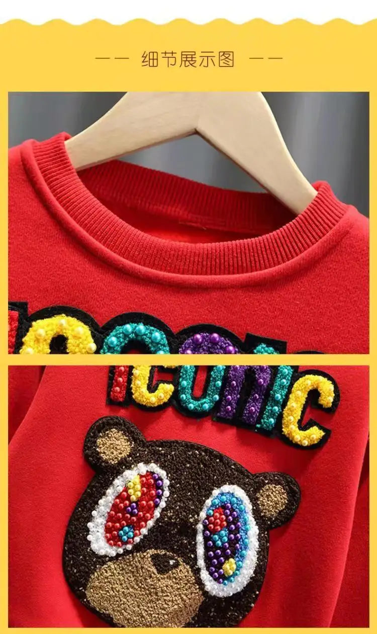 Children Clothes Set  Spring and Autumn New Kids Boy  Baby Cartoon  Sweater Pants 2pcs Boys And Girls Sports Clothing Suit