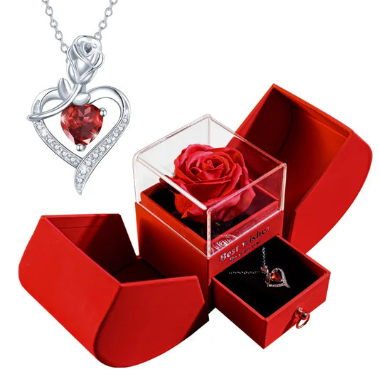 Christmas Necklace Gift Set – Jewelry Box with Soap Flower, Holiday Keepsake