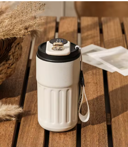 Smart Digital Insulated Coffee Mug – Stainless Steel Vacuum Flask with Temperature Display, 450ml